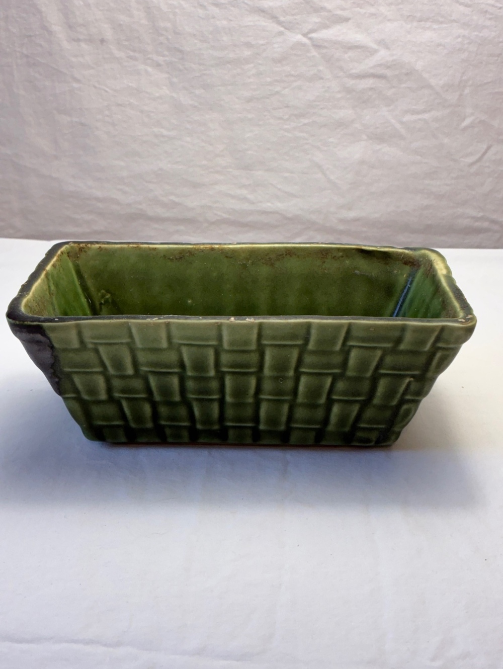 Vintage Green Ceramic Planter Basket